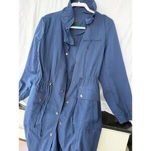 Banana Republic Utility Anorak Jacket Navy Blue Hooded Parka Sz Med